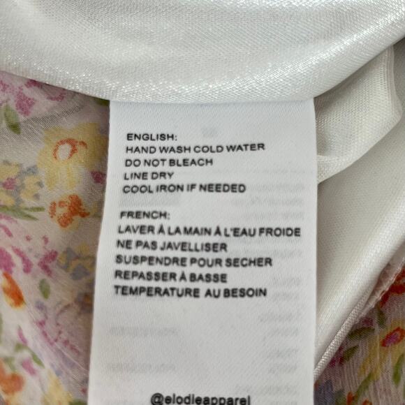 Elodie White Multi Floral Sheer Ruched Front Tie Surplice Mini Dress Medium NWOT - Picture 14 of 16